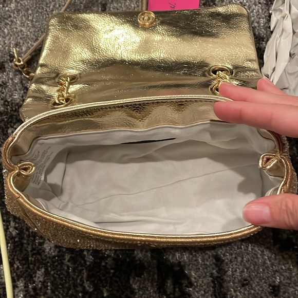 Betsey Johnson gold rhinestone crossbody purse - Picture 6 of 9